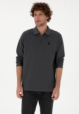 Erkek Comfort Fit Yarım Fermuarlı Antrasit Sweatshirt - 50313754056