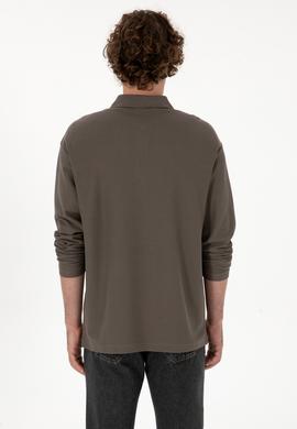 Erkek Comfort Fit Yarım Fermuarlı Vizon Sweatshirt - 50313754046