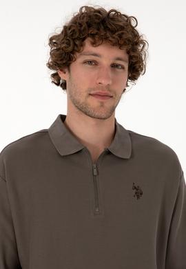 Erkek Comfort Fit Yarım Fermuarlı Vizon Sweatshirt - 50313754046