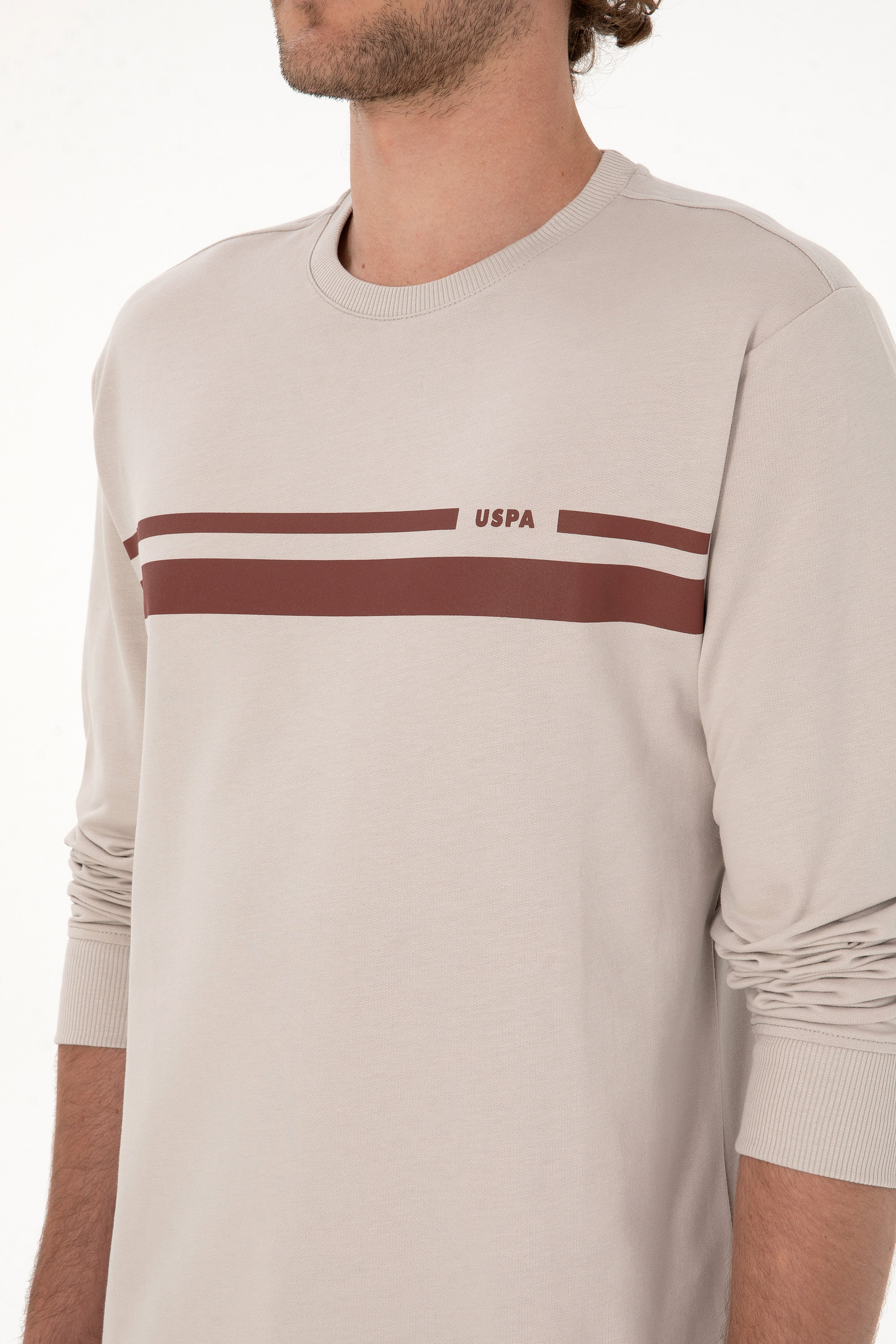 Erkek Regular Fit Bisiklet Yaka Taş İnce Sweatshirt - Image 7