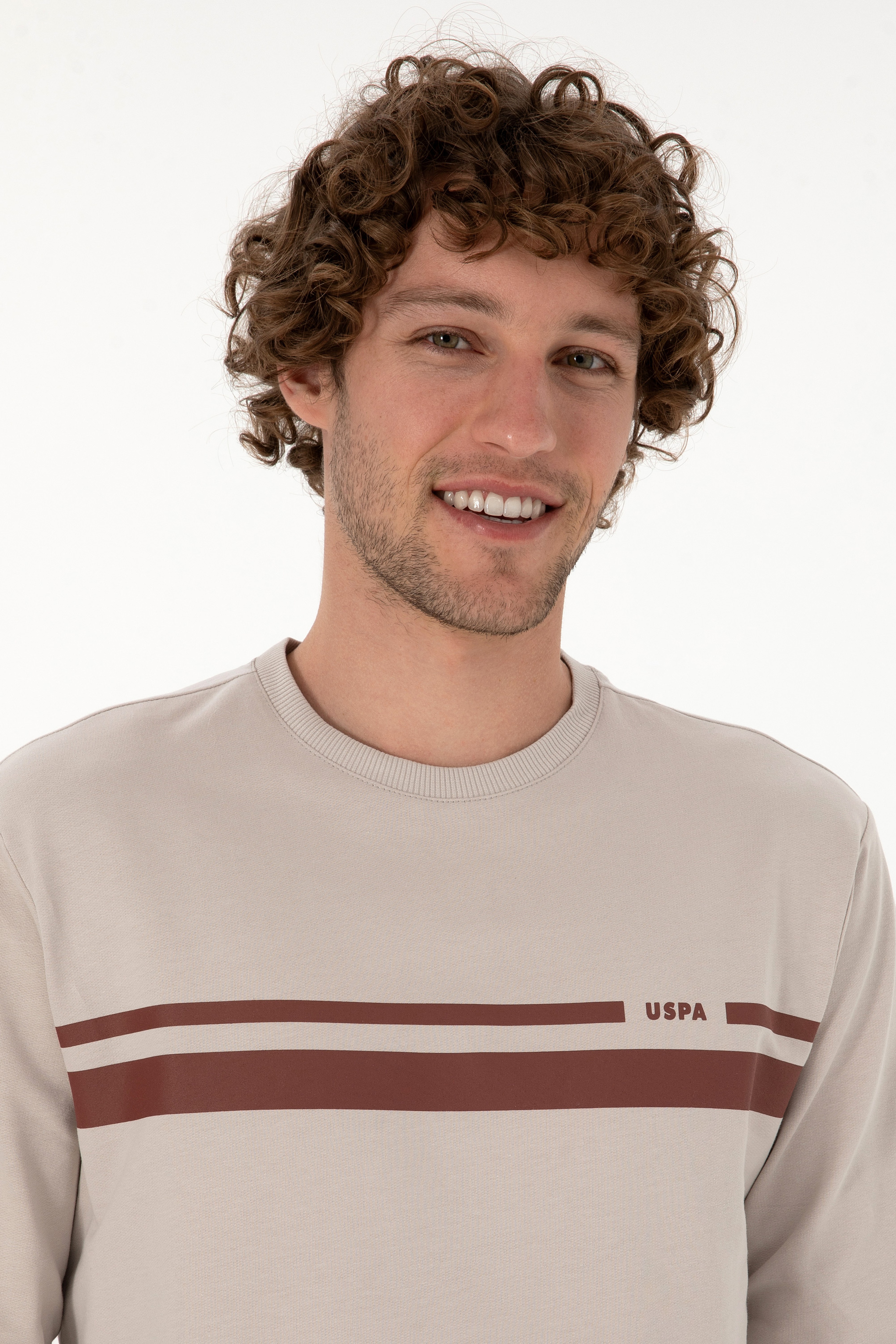 Erkek Regular Fit Bisiklet Yaka Taş İnce Sweatshirt