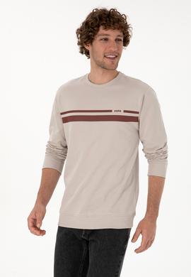 Erkek Regular Fit Bisiklet Yaka Taş İnce Sweatshirt - 50313801031