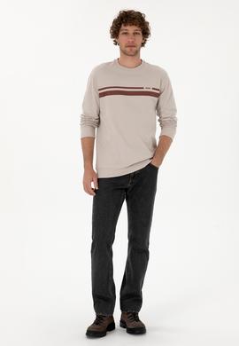 Erkek Regular Fit Bisiklet Yaka Taş İnce Sweatshirt - 50313801031