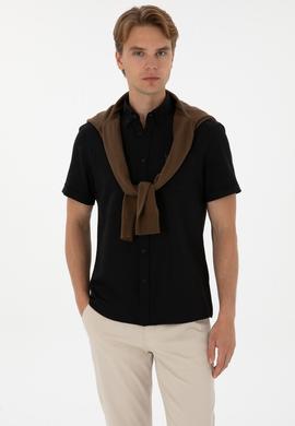 Erkek Siyah Kısa Kollu Gömlek - 50297909028