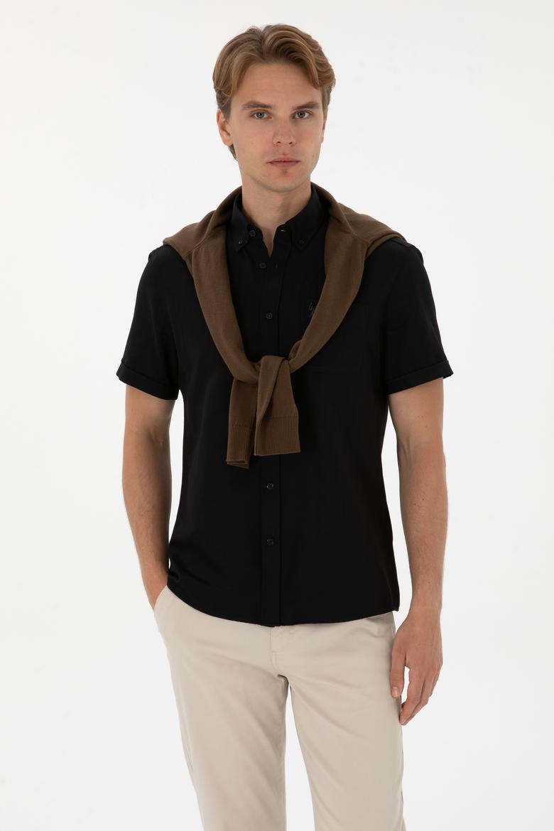 Erkek Siyah Kısa Kollu Gömlek - 50297909028