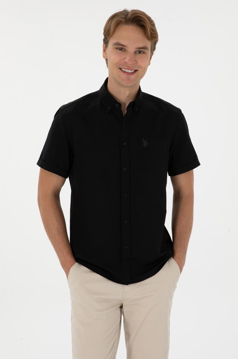 Erkek Siyah Kısa Kollu Gömlek