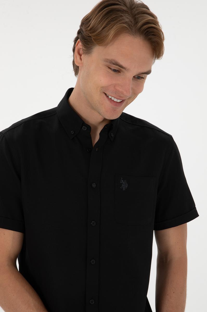 Erkek Siyah Kısa Kollu Gömlek