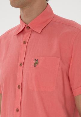 Erkek Pembe Kısa Kollu Gömlek - 50297896115