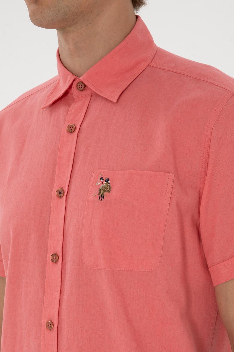 Erkek Pembe Kısa Kollu Gömlek - 50297896115