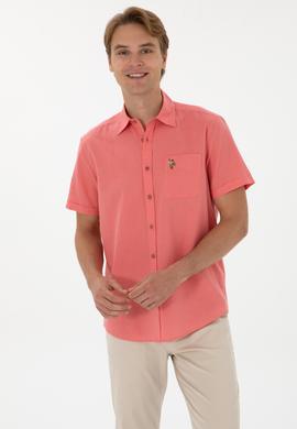 Erkek Pembe Kısa Kollu Gömlek - 50297896115