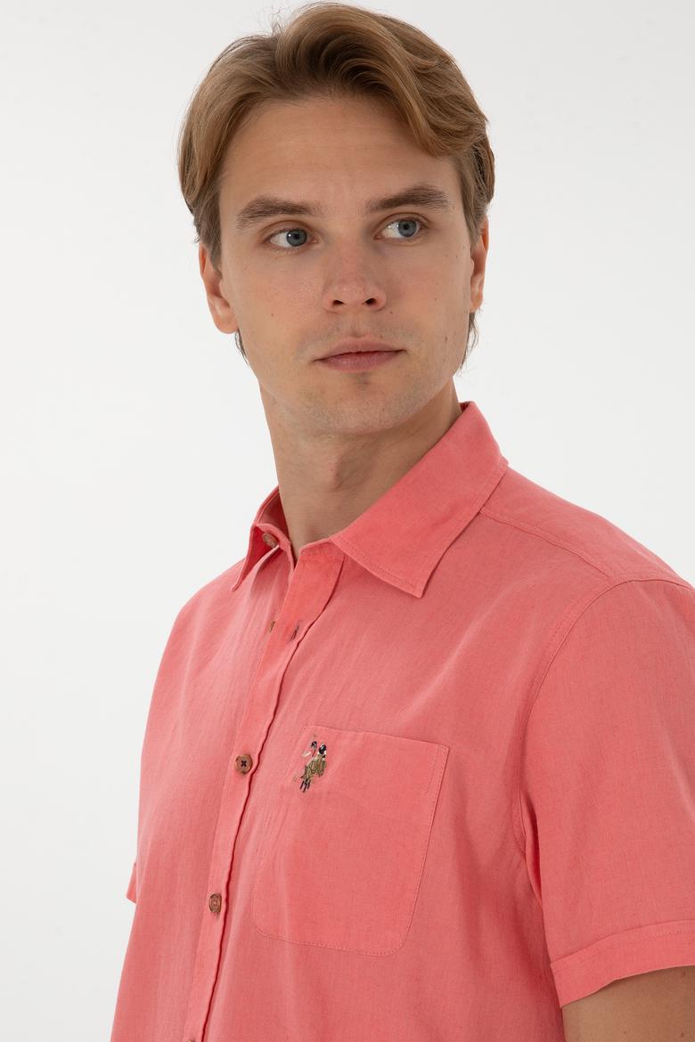Erkek Pembe Kısa Kollu Gömlek - 50297896115