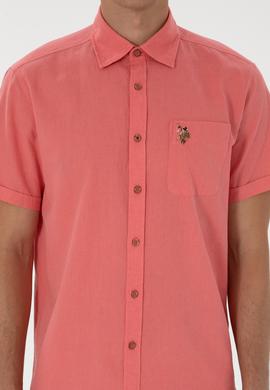 Erkek Pembe Kısa Kollu Gömlek - 50297896115