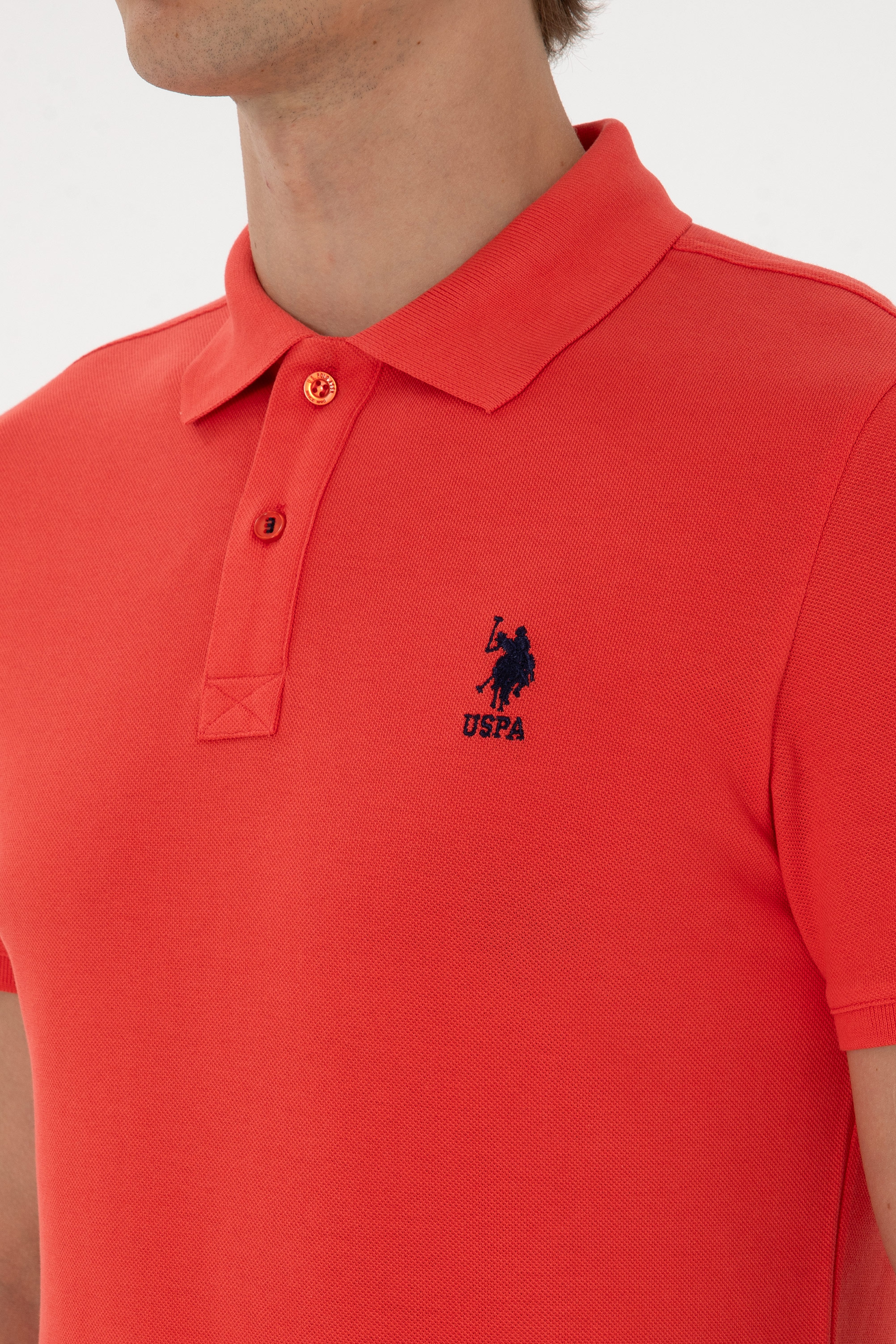 Erkek Slim Fit Polo Yaka Kırmızı Basic Tişört