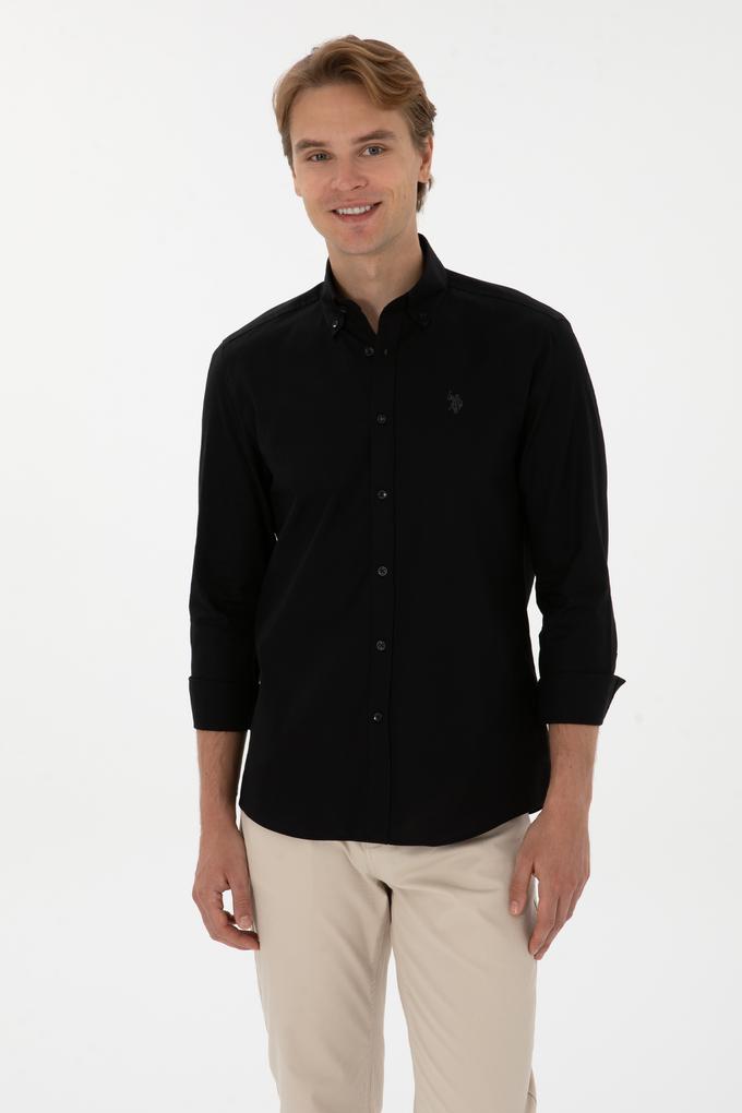 Erkek Siyah Uzun Kollu Basic Gömlek