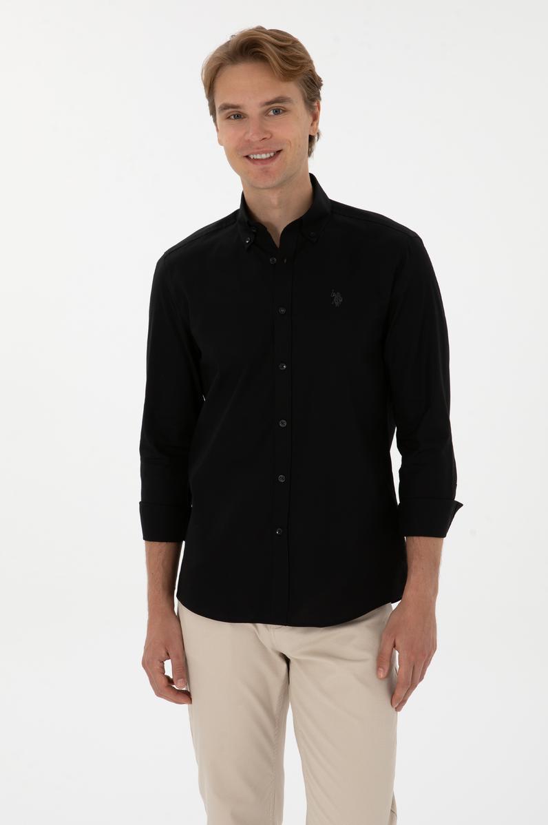 Erkek Siyah Uzun Kollu Basic Gömlek