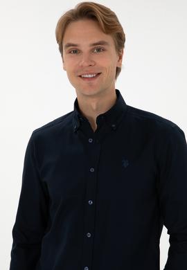 Erkek Lacivert Uzun Kollu Basic Gömlek - 50298002027