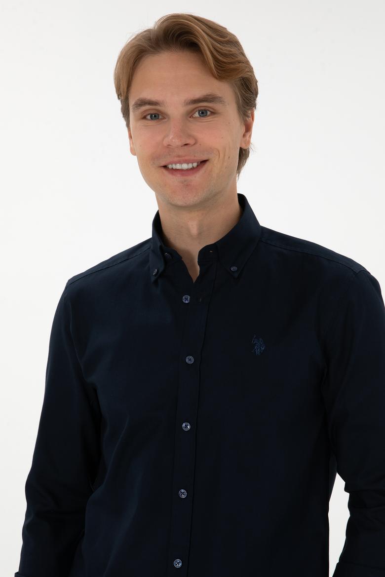 Erkek Lacivert Uzun Kollu Basic Gömlek - 50298002027