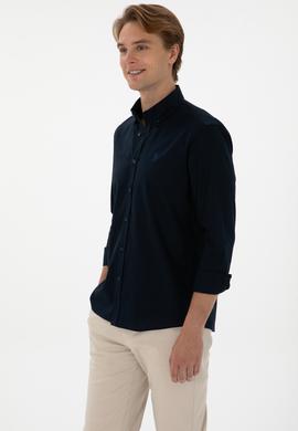 Erkek Lacivert Uzun Kollu Basic Gömlek - 50298002027