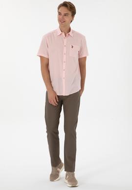 Erkek Açık Pembe Kısa Kollu Gömlek - 50297896077