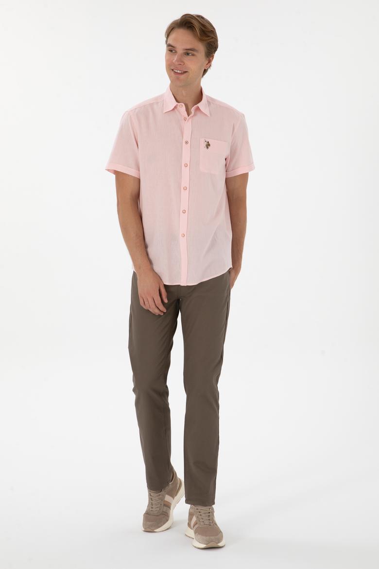 Erkek Açık Pembe Kısa Kollu Gömlek - 50297896077