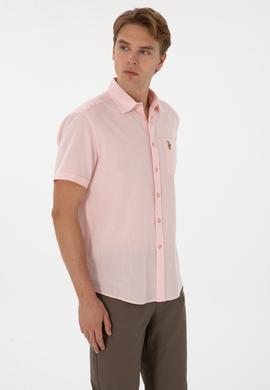 Erkek Açık Pembe Kısa Kollu Gömlek - 50297896077