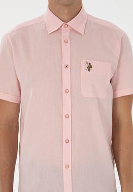 Erkek Açık Pembe Kısa Kollu Gömlek - 50297896077