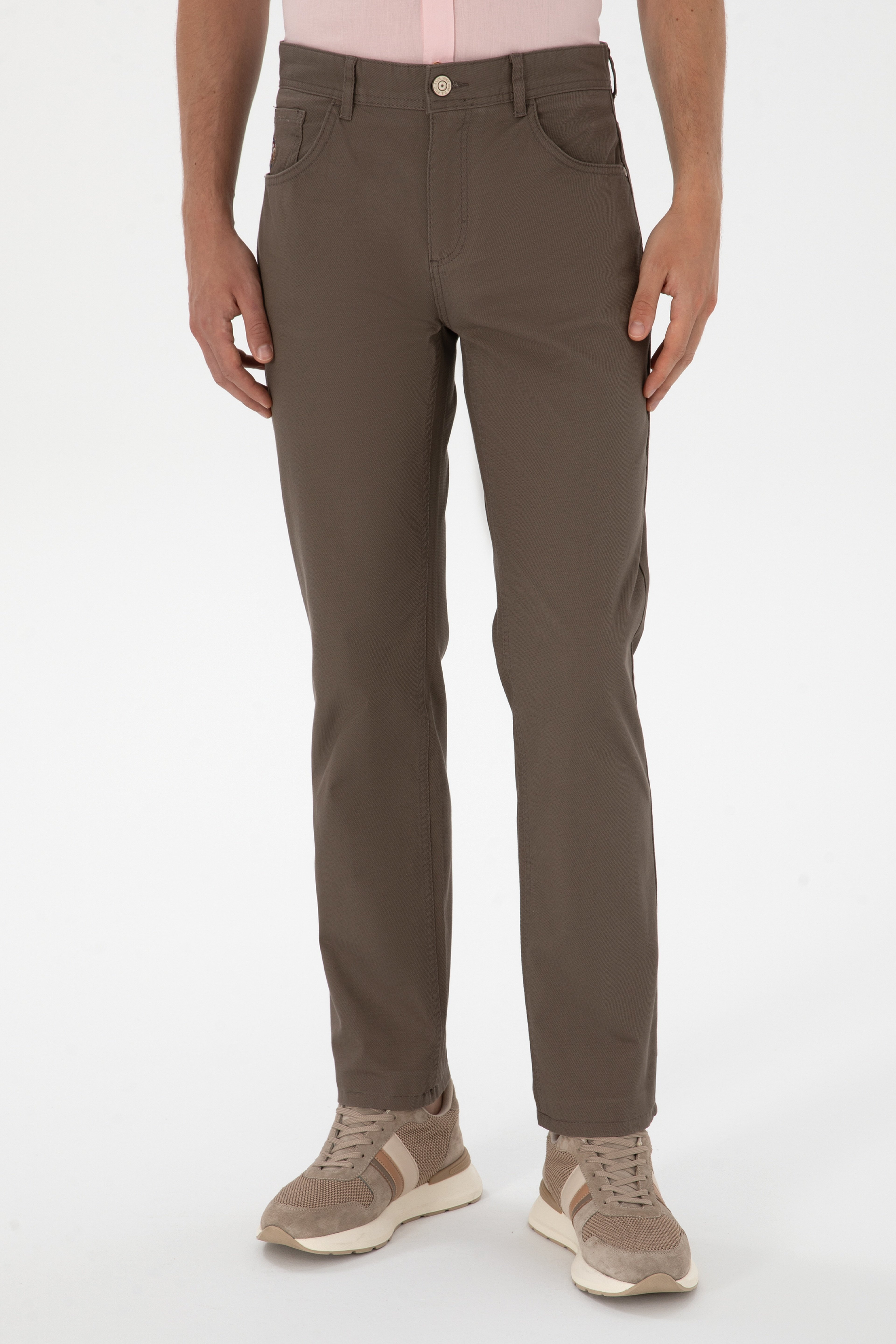 Erkek Regular Fit Vizon Kanvas / Chino Pantolon
