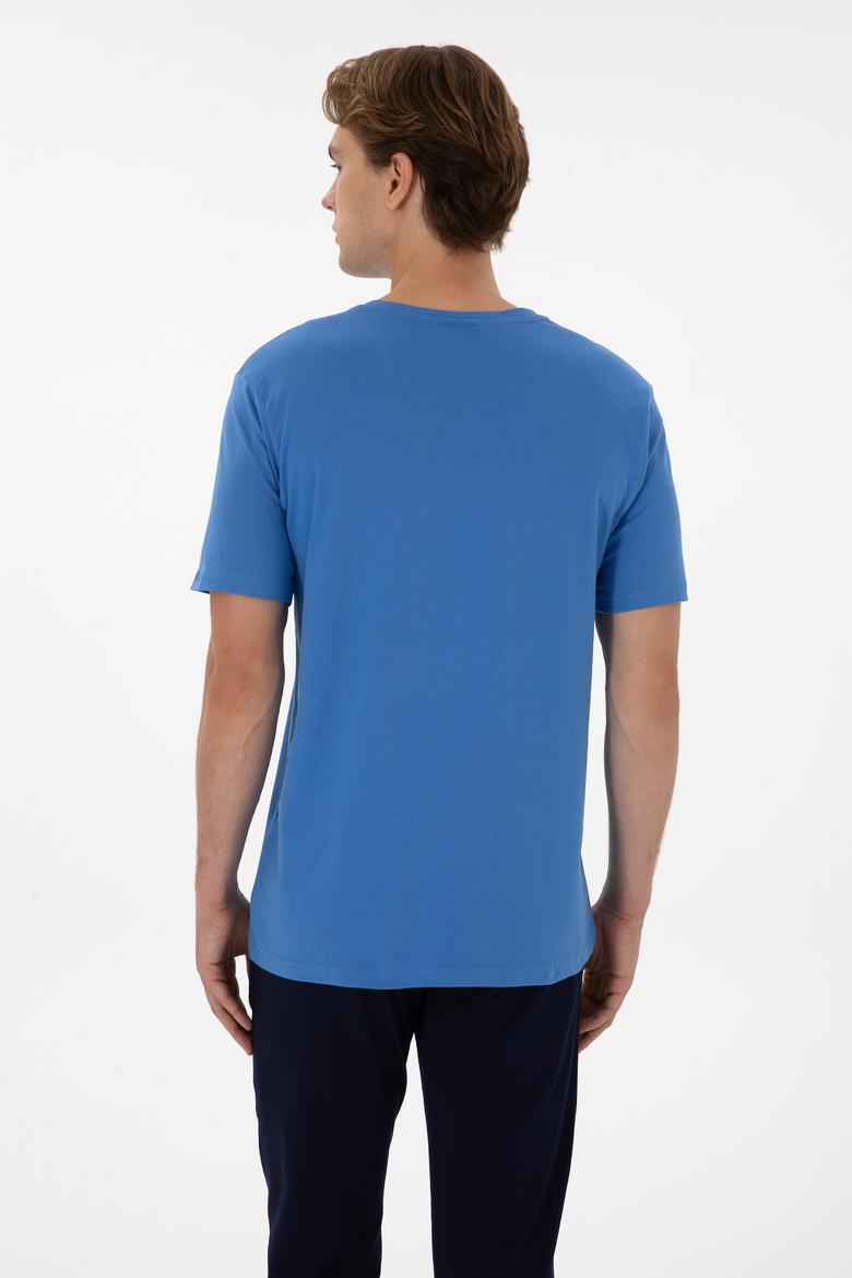 Erkek İndigo Basic Tişört - 50298043041