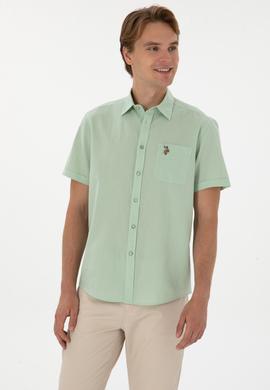Erkek Su Yeşili Kısa Kollu Gömlek - 50297896086