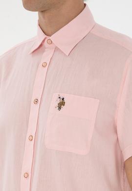 Erkek Açık Pembe Kısa Kollu Gömlek - 50297896077