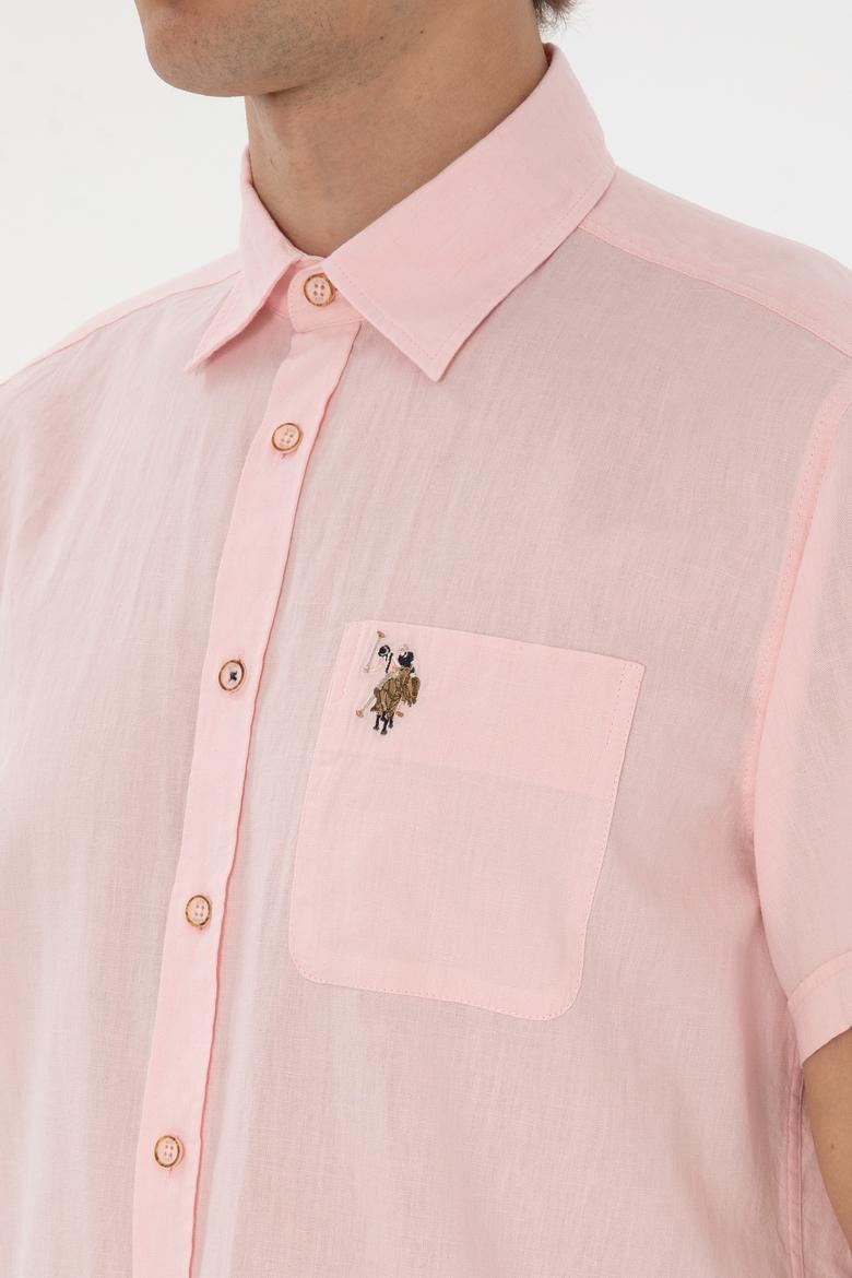 Erkek Açık Pembe Kısa Kollu Gömlek - 50297896077