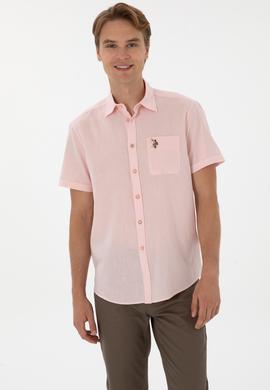 Erkek Açık Pembe Kısa Kollu Gömlek - 50297896077