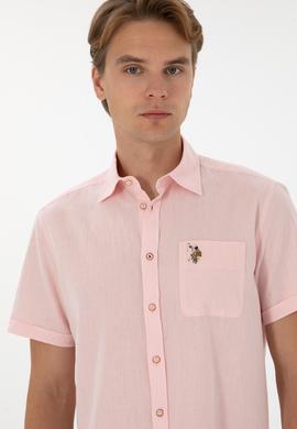 Erkek Açık Pembe Kısa Kollu Gömlek - 50297896077
