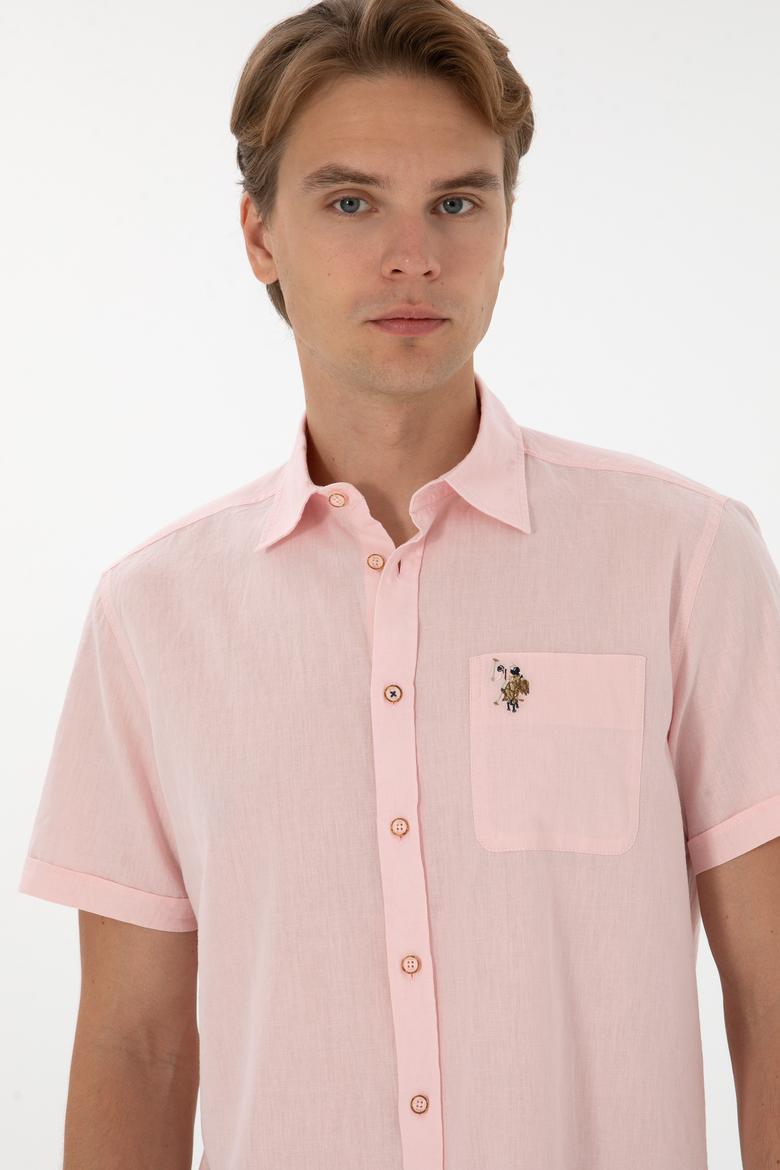 Erkek Açık Pembe Kısa Kollu Gömlek - 50297896077