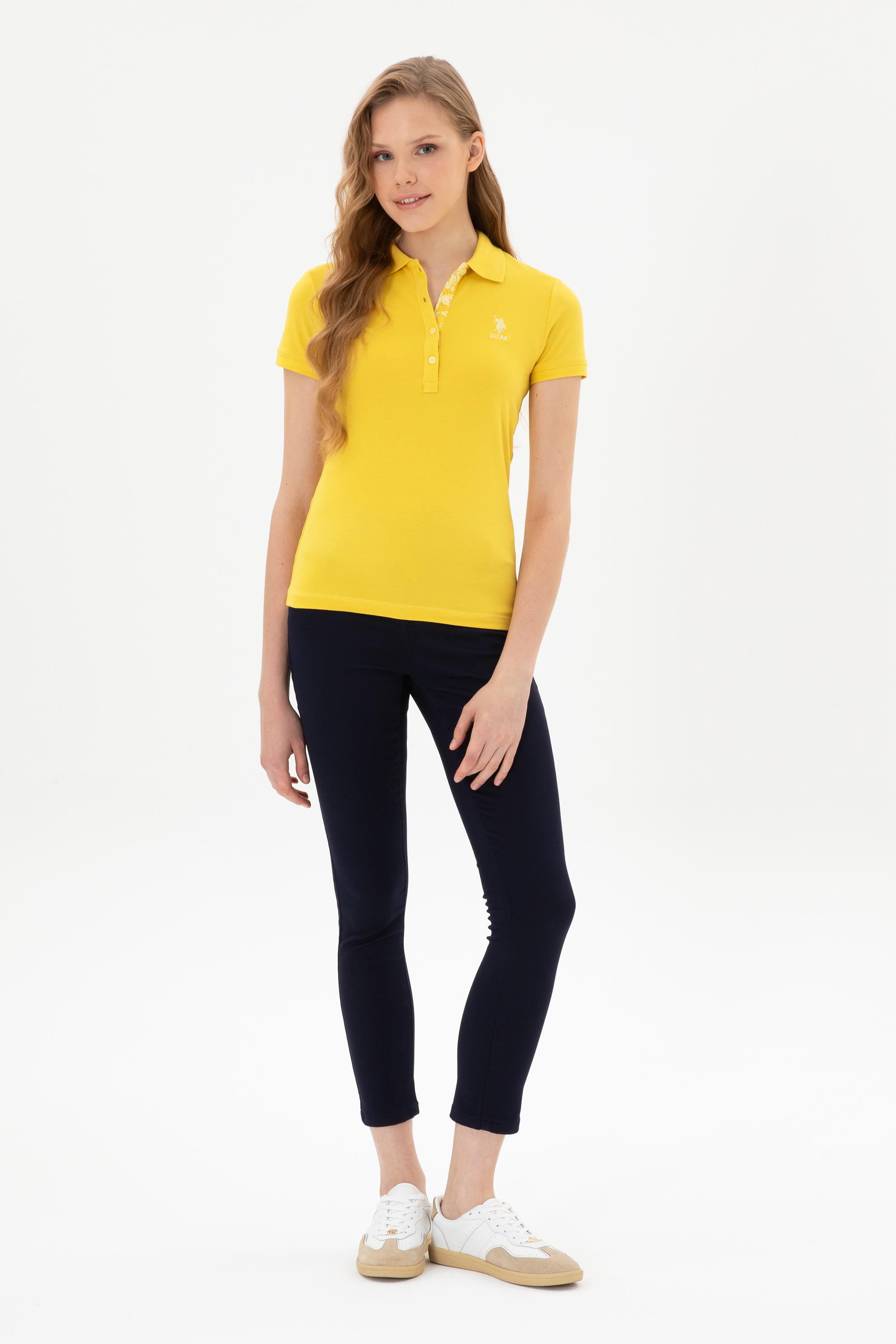 Kadın Sarı Basic Tişört - 50300896156