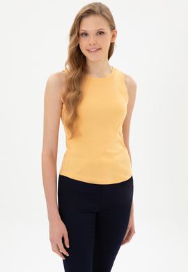 Kadın Turuncu Kolsuz Bisiklet Yaka Basic Tişört - 50300904084