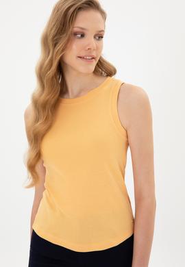 Kadın Turuncu Kolsuz Bisiklet Yaka Basic Tişört - 50300904084