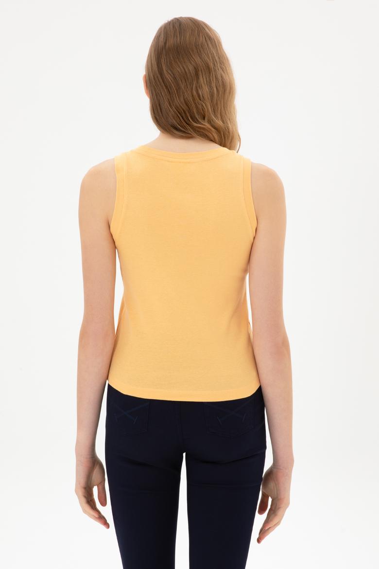 Kadın Turuncu Kolsuz Bisiklet Yaka Basic Tişört - 50300904084