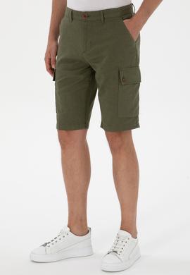 Erkek Koyu Haki Dokuma Şort - 50301323026