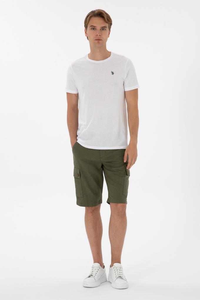 Erkek Koyu Haki Dokuma Şort