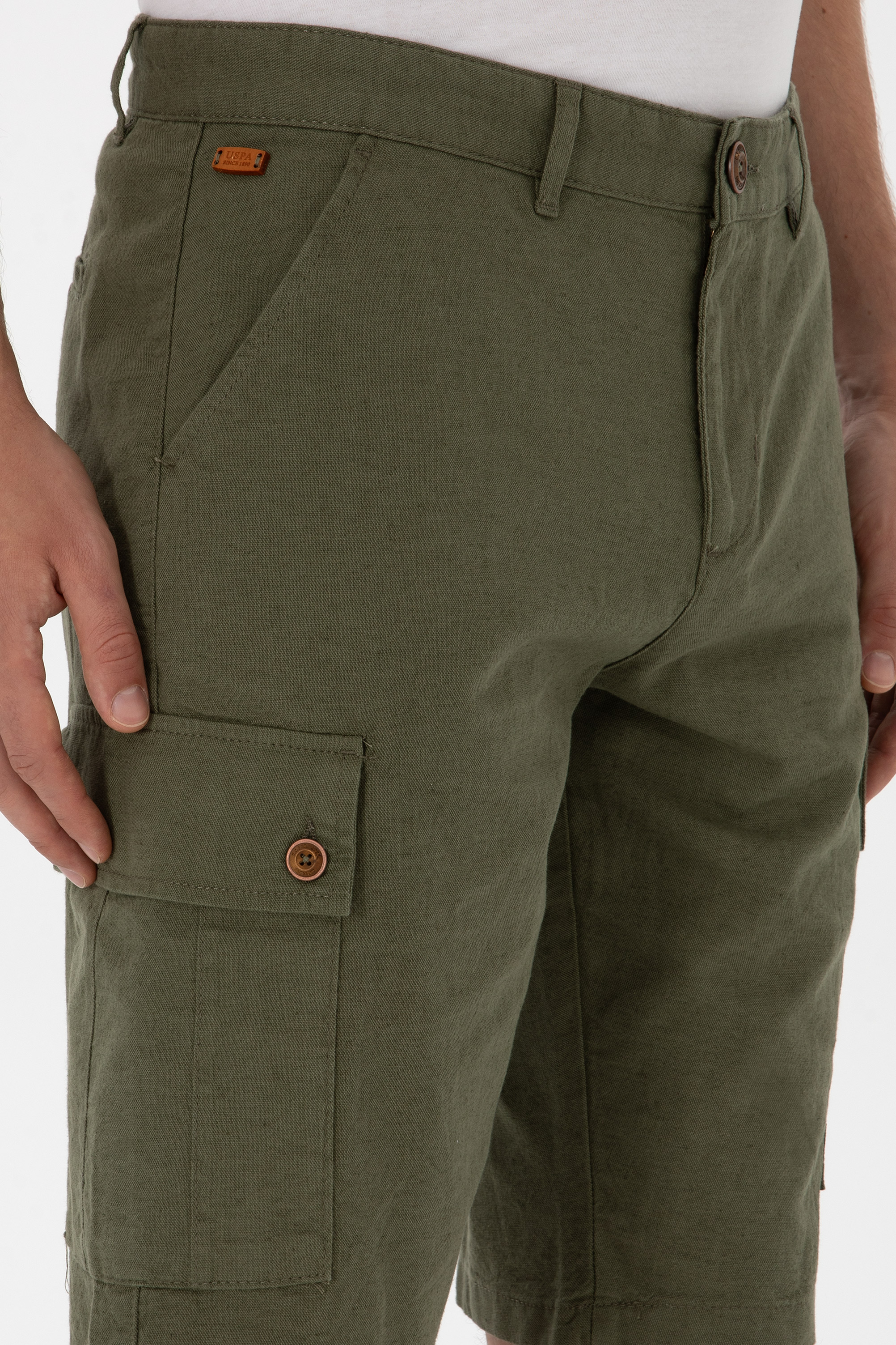 Erkek Koyu Haki Dokuma Şort - 50301323026