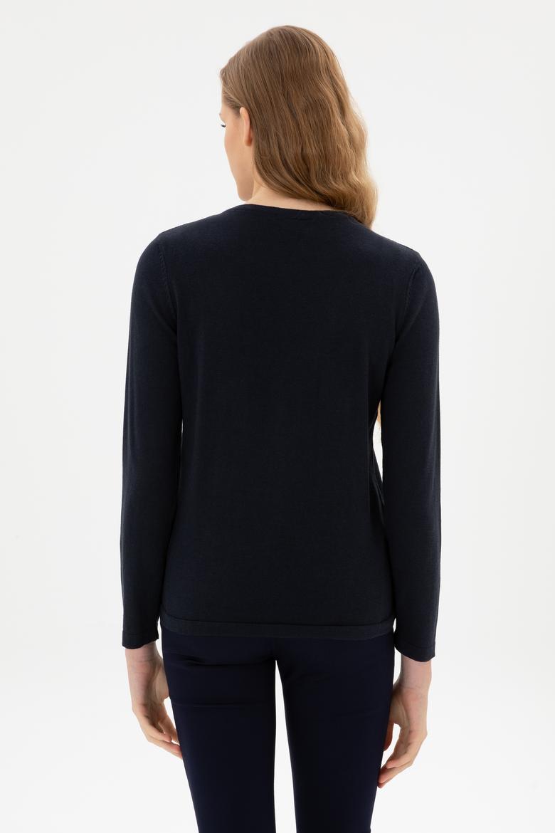 Kadın Lacivert Basic Triko Hırka - 50307737037