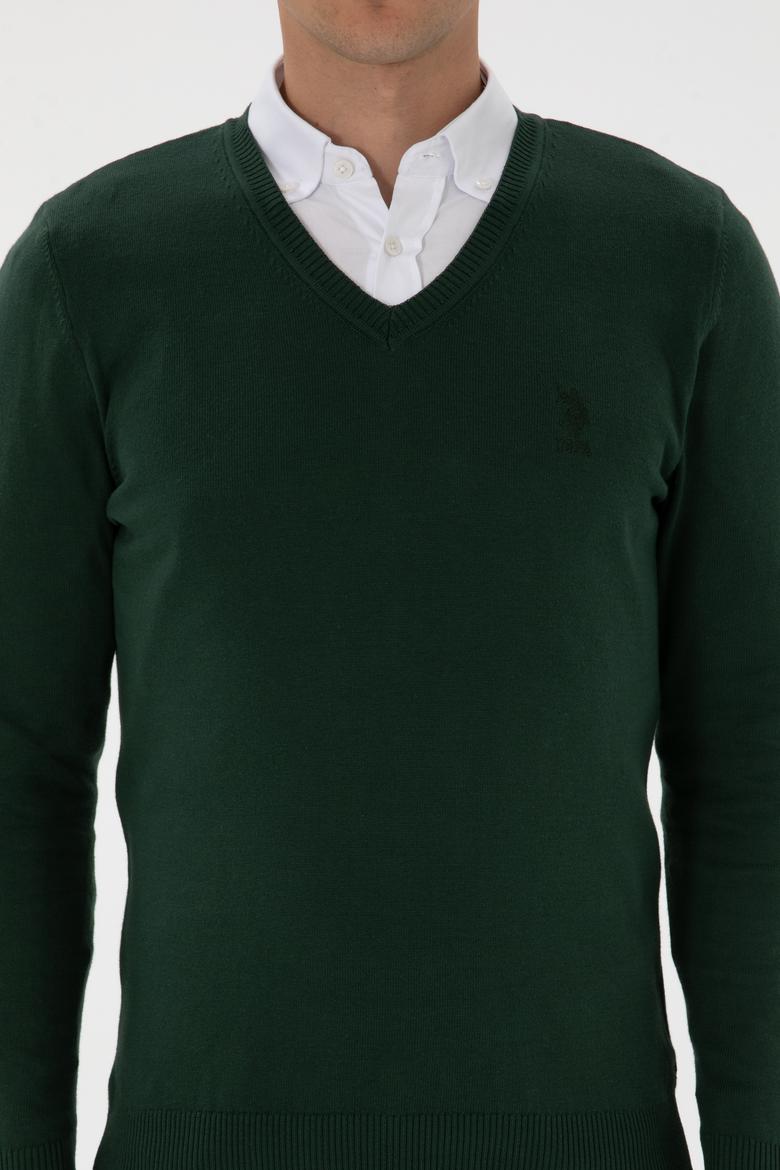 Erkek Koyu Yeşil Basic Kazak - 50307745061