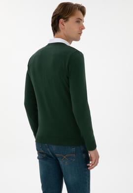 Erkek Koyu Yeşil Basic Kazak - 50307745061