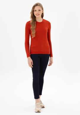 Kadın Kiremit Bisiklet Yaka Basic Kazak - 50307763099