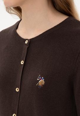 Kadın Koyu Kahverengi Basic Triko Hırka - 50307737086