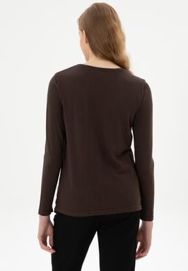 Kadın Koyu Kahverengi Basic Triko Hırka - 50307737086