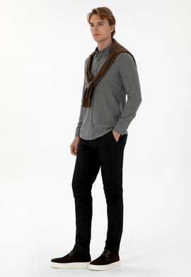 Erkek Gri Uzun Kollu Basic Gömlek - 50307686217