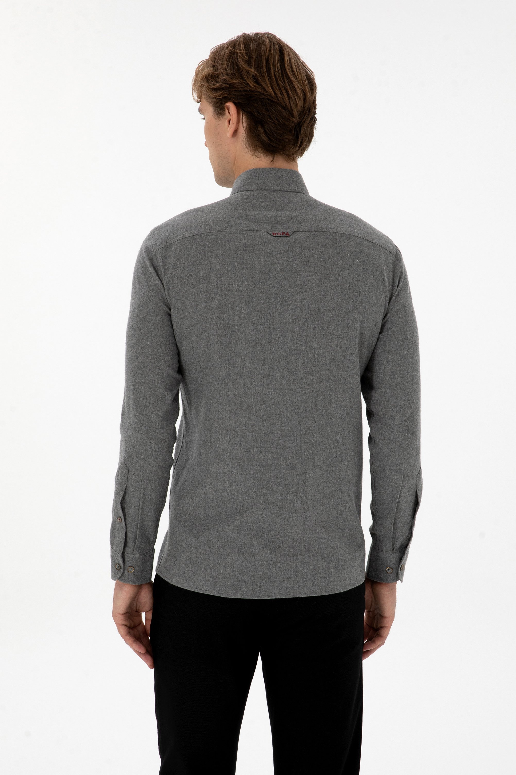 Erkek Gri Uzun Kollu Basic Gömlek - 50307686217