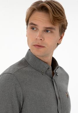 Erkek Gri Uzun Kollu Basic Gömlek - 50307686217